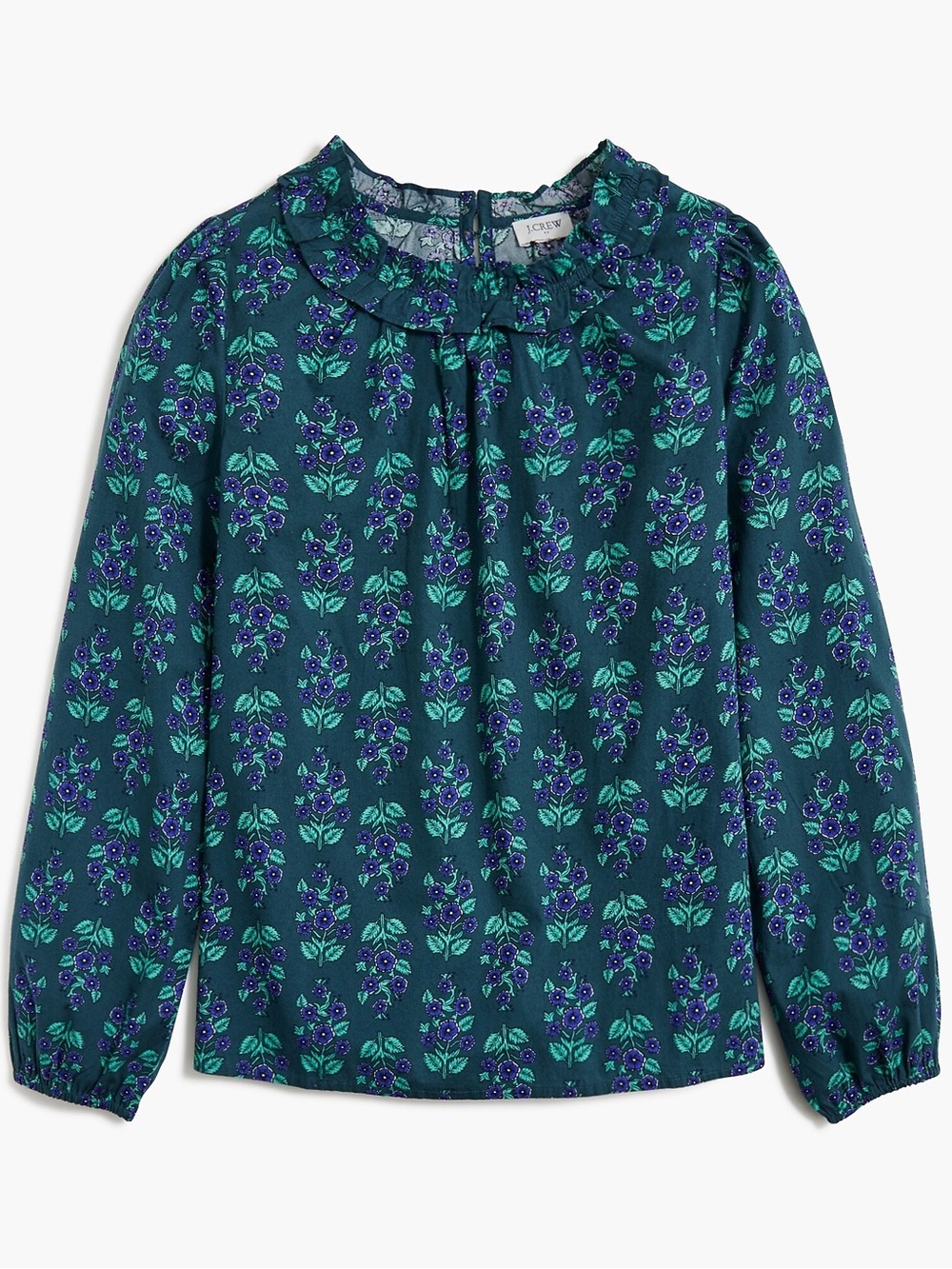 J. Crew Factor XL Long Sleeve Ruffleneck Poplin Blouse